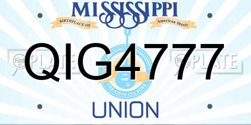 QIG4777 Mississippi License Plate