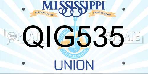 QIG535 Mississippi License Plate