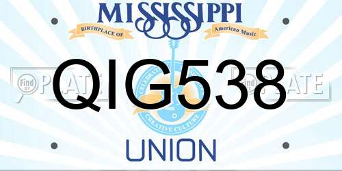 QIG538 Mississippi License Plate