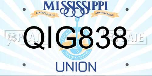 QIG838 Mississippi License Plate
