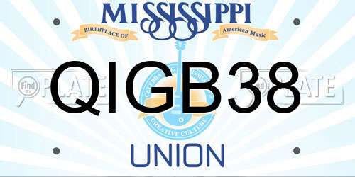 QIGB38 Mississippi License Plate