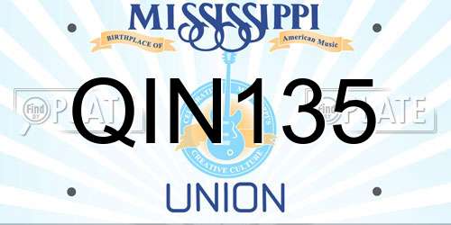 QIN135 Mississippi License Plate