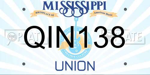 QIN138 Mississippi License Plate