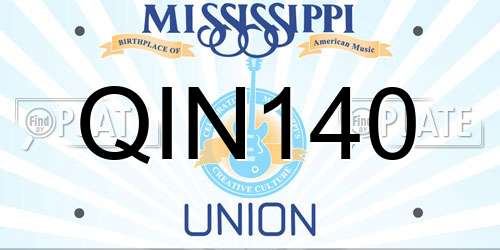 QIN140 Mississippi License Plate