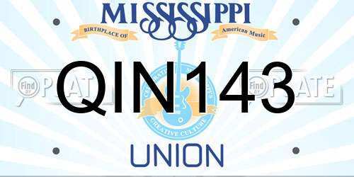 QIN143 Mississippi License Plate
