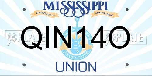 QIN14O Mississippi License Plate