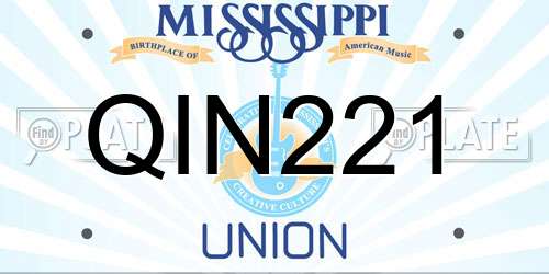 QIN221 Mississippi License Plate