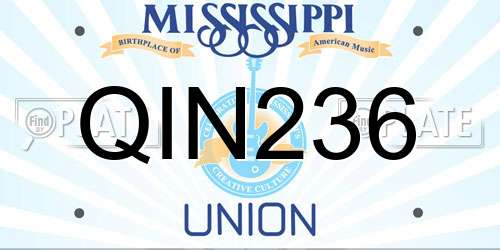 QIN236 Mississippi License Plate