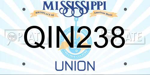 QIN238 Mississippi License Plate
