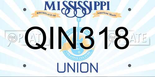 QIN318 Mississippi License Plate