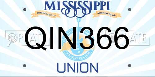QIN366 Mississippi License Plate