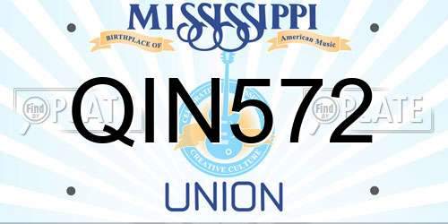 QIN572 Mississippi License Plate