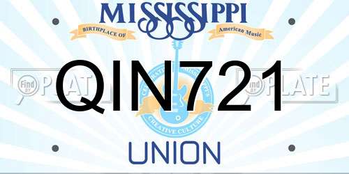 QIN721 Mississippi License Plate