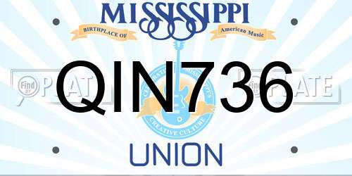 QIN736 Mississippi License Plate
