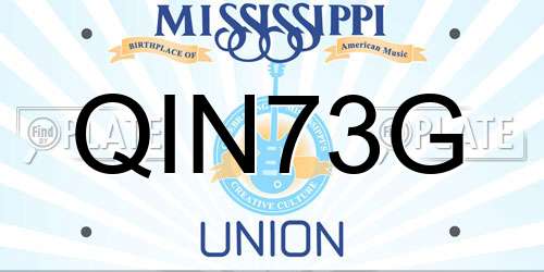 QIN73G Mississippi License Plate