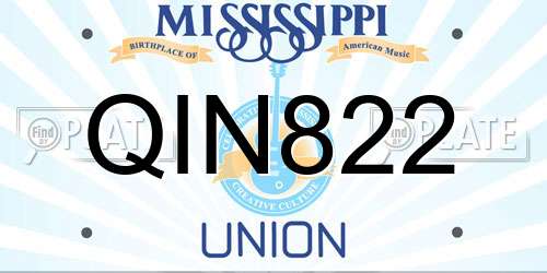 QIN822 Mississippi License Plate
