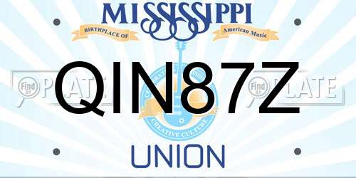 QIN87Z Mississippi License Plate