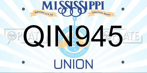 QIN945 Mississippi License Plate