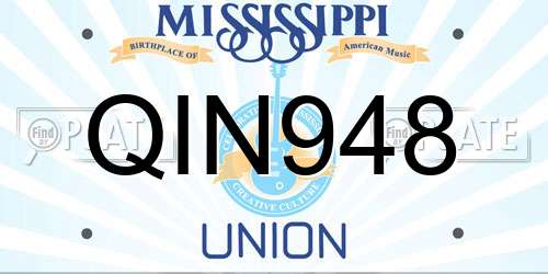 QIN948 Mississippi License Plate