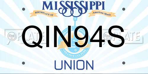 QIN94S Mississippi License Plate