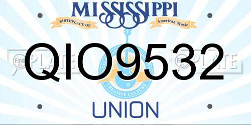 QIO9532 Mississippi License Plate