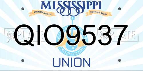 QIO9537 Mississippi License Plate