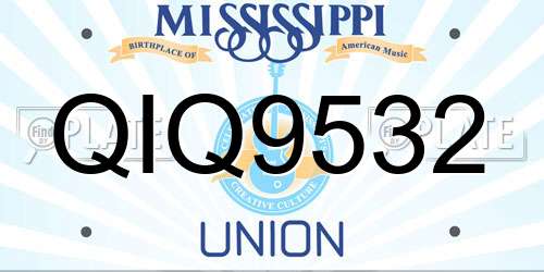 QIQ9532 Mississippi License Plate