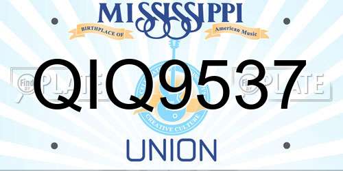 QIQ9537 Mississippi License Plate