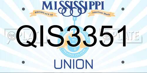 QIS3351 Mississippi License Plate