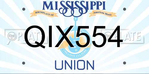 QIX554 Mississippi License Plate
