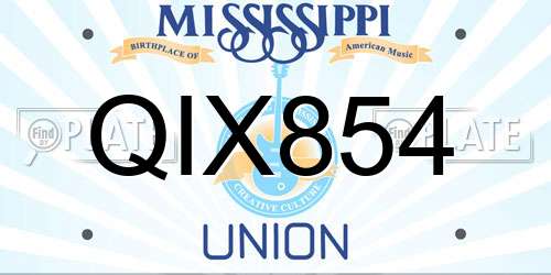 QIX854 Mississippi License Plate