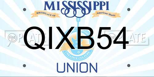 QIXB54 Mississippi License Plate