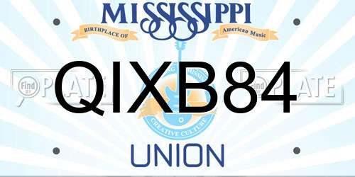 QIXB84 Mississippi License Plate