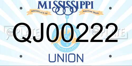 QJ00222 Mississippi License Plate