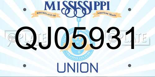 QJ05931 Mississippi License Plate