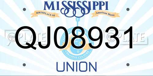 QJ08931 Mississippi License Plate