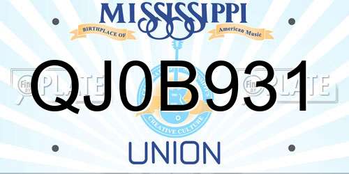 QJ0B931 Mississippi License Plate