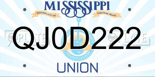 QJ0D222 Mississippi License Plate