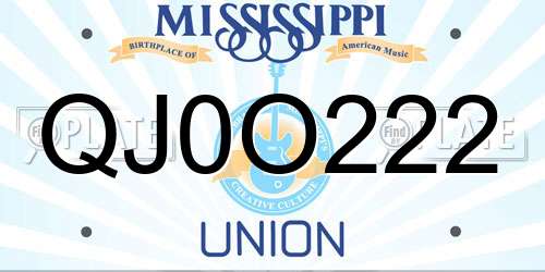 QJ0O222 Mississippi License Plate