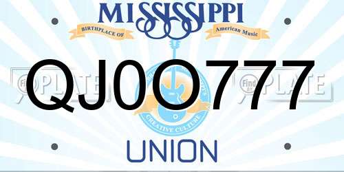 QJ0O777 Mississippi License Plate