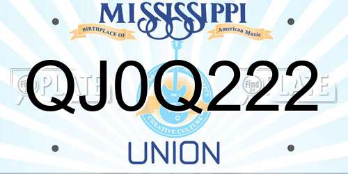 QJ0Q222 Mississippi License Plate