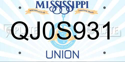 QJ0S931 Mississippi License Plate