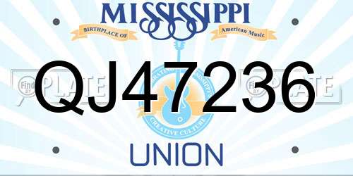QJ47236 Mississippi License Plate