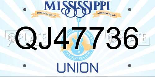 QJ47736 Mississippi License Plate