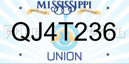 QJ4T236 Mississippi License Plate