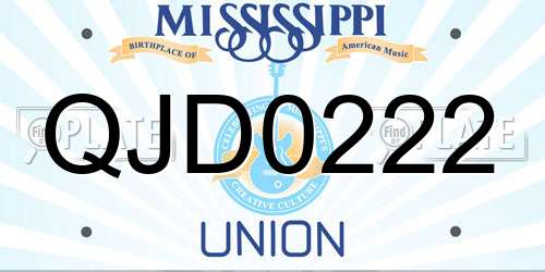 QJD0222 Mississippi License Plate