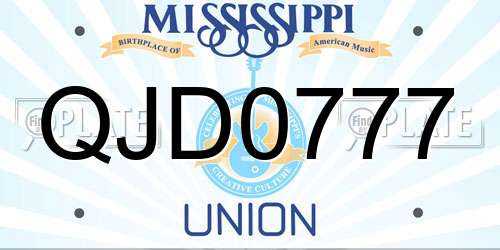 QJD0777 Mississippi License Plate