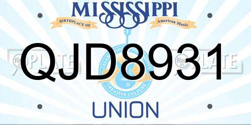 QJD8931 Mississippi License Plate