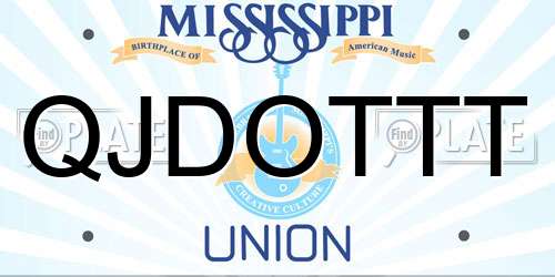 QJDOTTT Mississippi License Plate