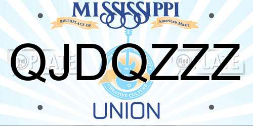 QJDQZZZ Mississippi License Plate